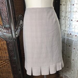 Dress Barn Tan and Light Pink Plaid Pencil Skirt with Pleated Hem